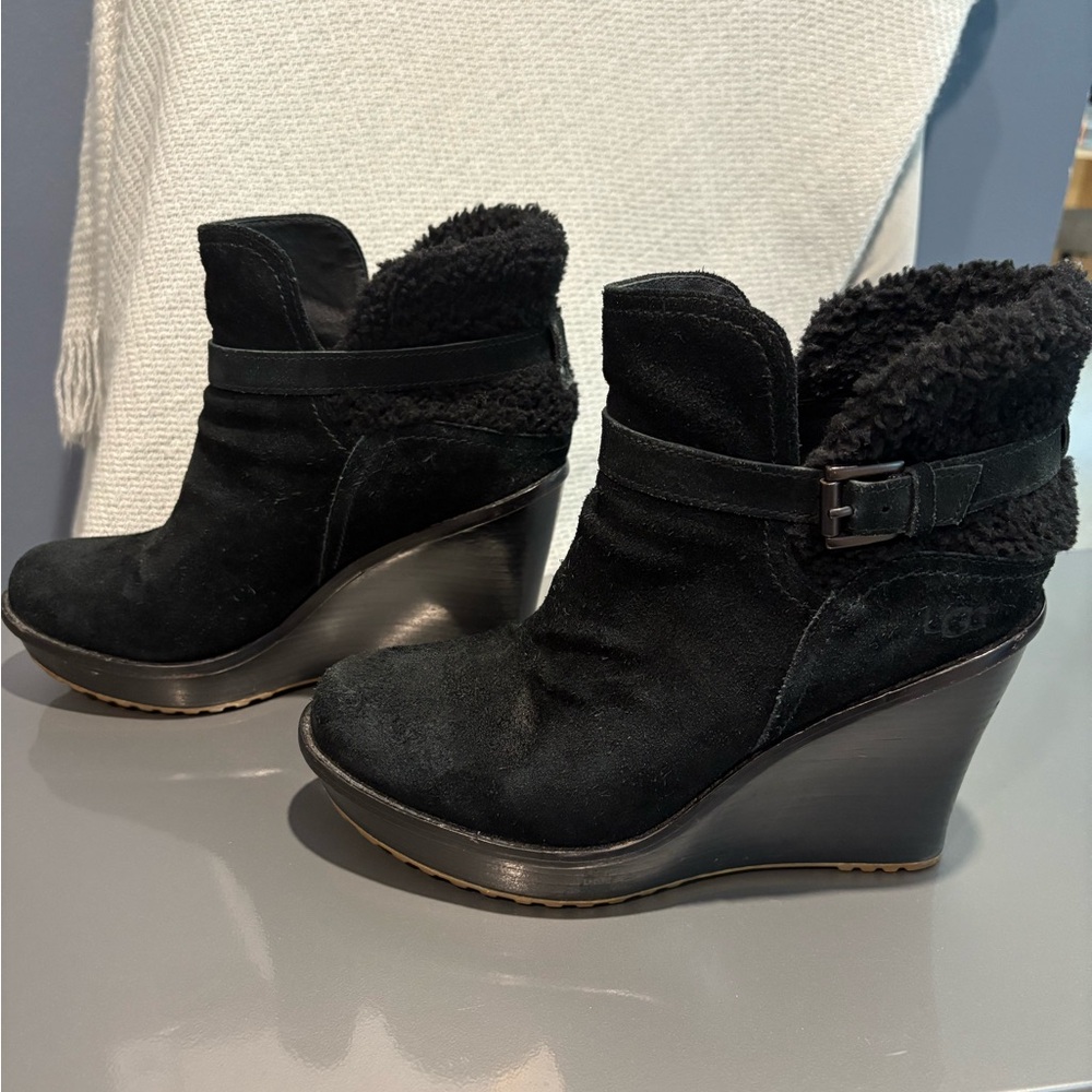 Black Wedge Ankle Boots
